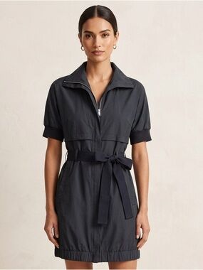 Theory Shada Dress – Zip Front | Minor Flaw Priced Down - Navy - Size 4